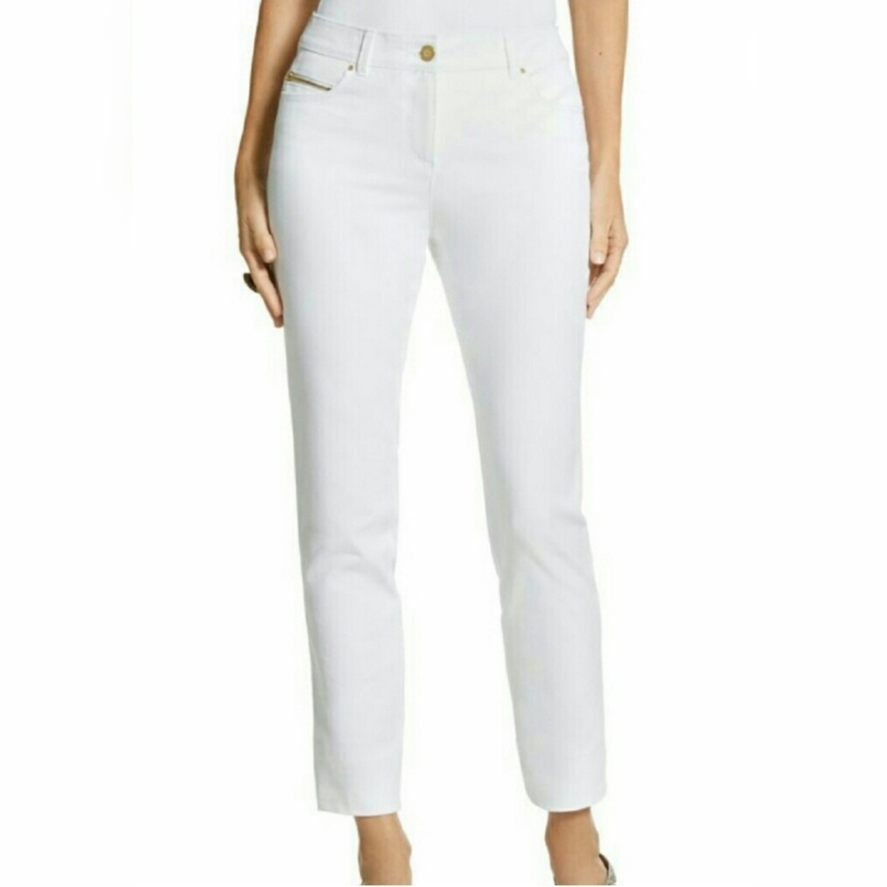 Chico's So Slimming Get Away Optic White Stretch Pants Size 2/Large